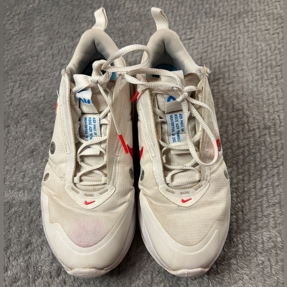 Women’s Nike Air Max Up Summit White Siren Red and Blue Shoes Size 7